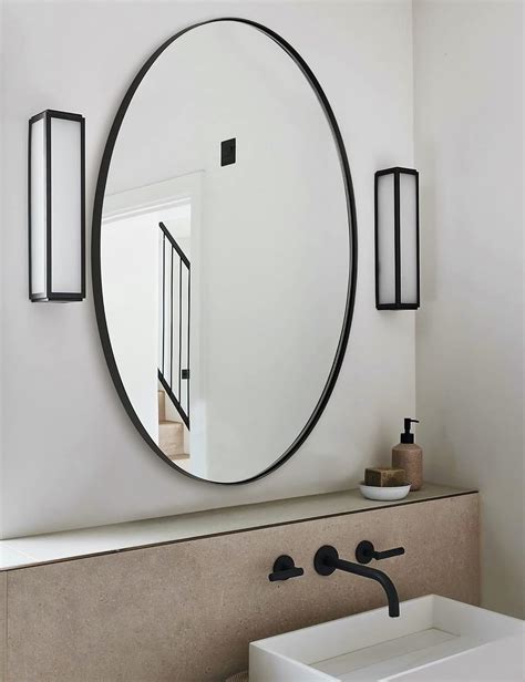 black oval wall mirror|matte black oval bathroom mirror.